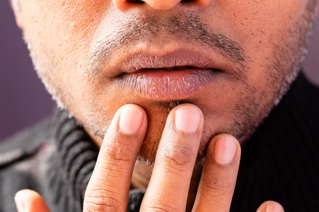 Man with dry lips